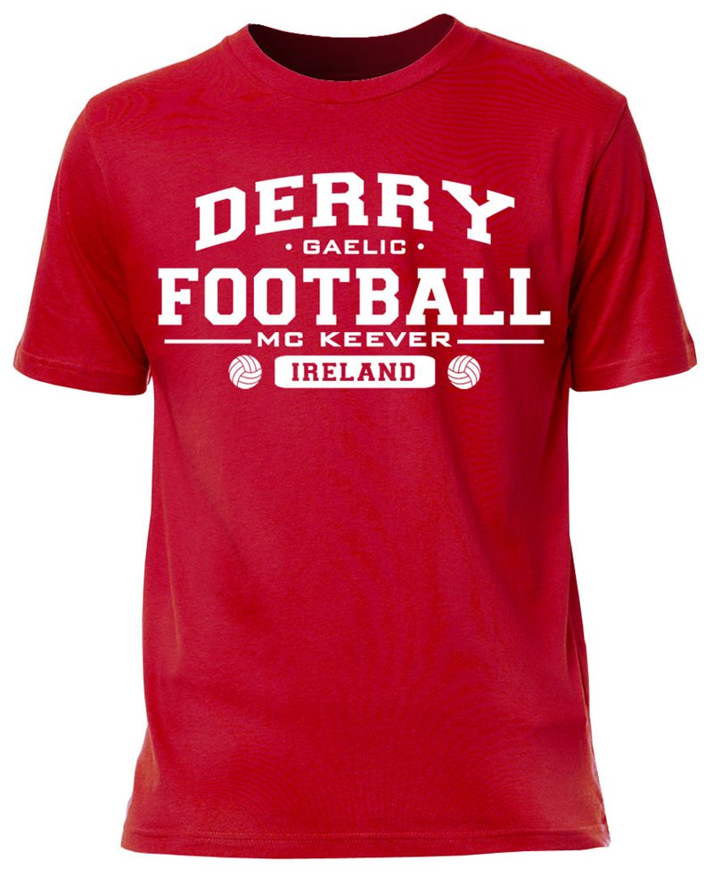 Mc Keever Derry Football GAA Supporters Tee - Mens - Red
