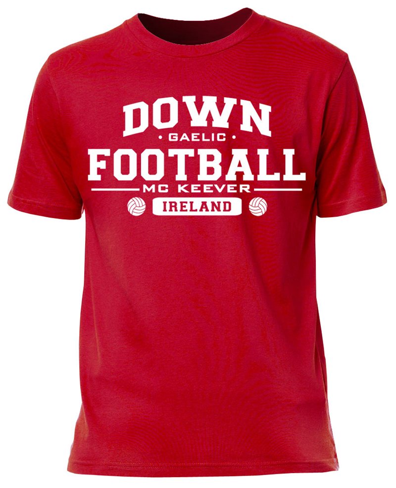 Mc Keever Down Football GAA Supporters Tee - Mens - Red