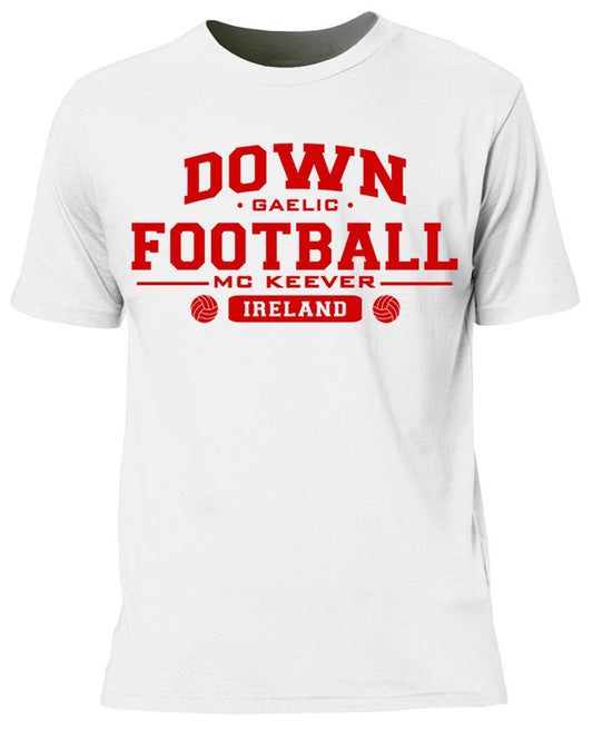 Mc Keever Down Football GAA Supporters Tee - Mens - White