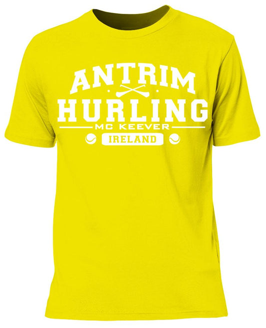 Mc Keever Antrim Hurling GAA Supporters Tee - Mens - Yellow
