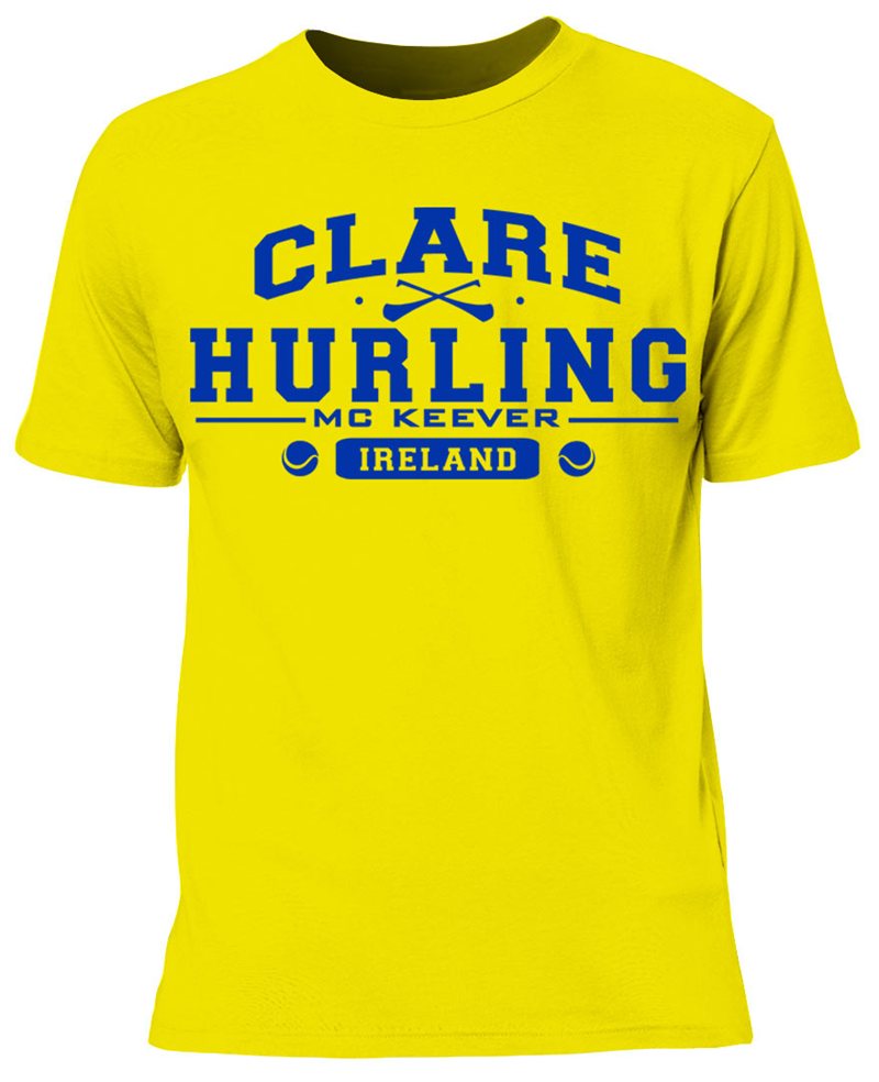 Mc Keever Clare Hurling GAA Supporters Tee - Mens - Yellow