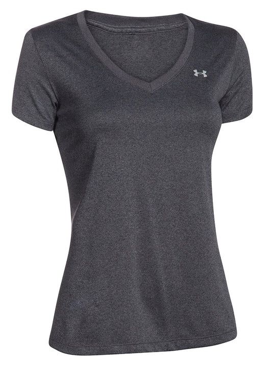 Under Armour Tech Short Sleeve V-Neck Tee - Womens - Carbon Heather