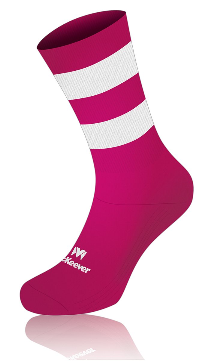 Mc Keever Pro Mid Hooped Socks - Youth - Pink/White