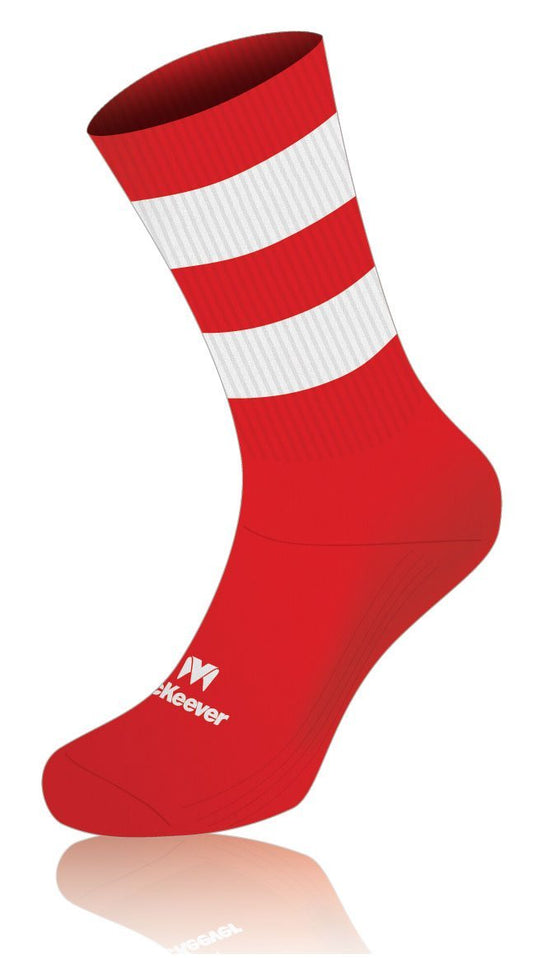 Mc Keever Pro Mid Hooped Socks - Youth - Red/White
