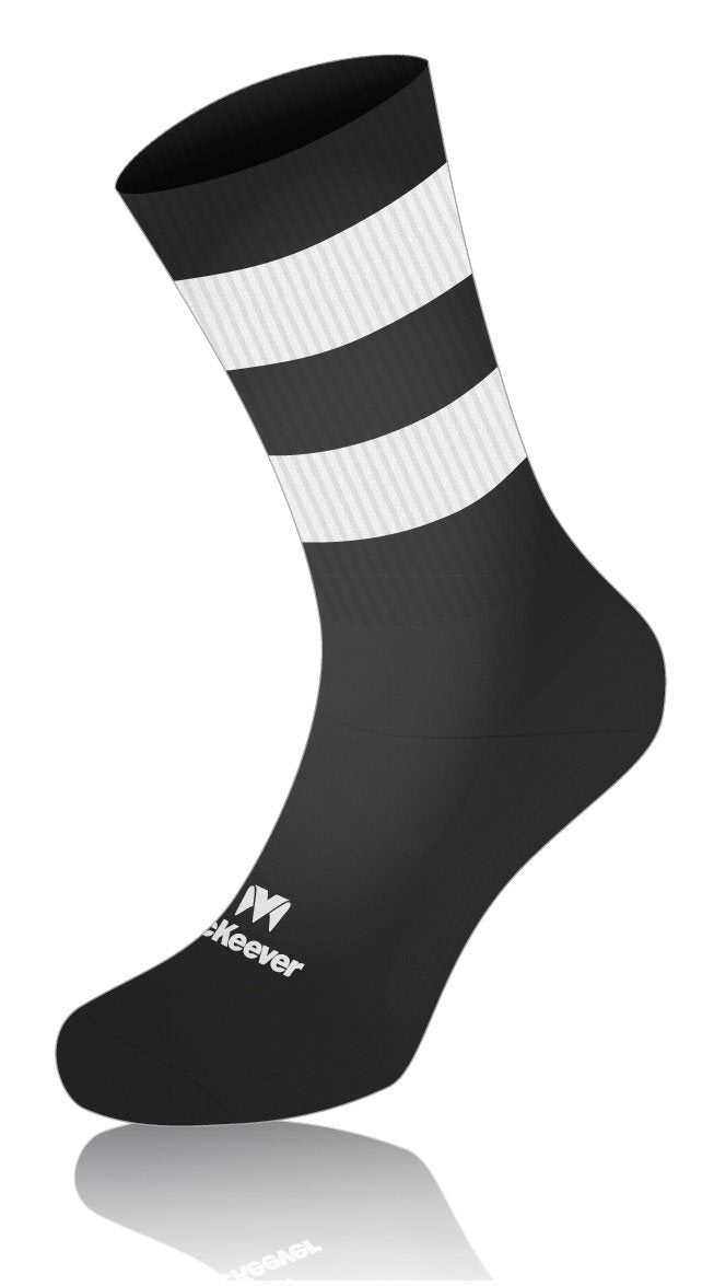 Mc Keever Pro Mid Hooped Socks - Youth - Black/White