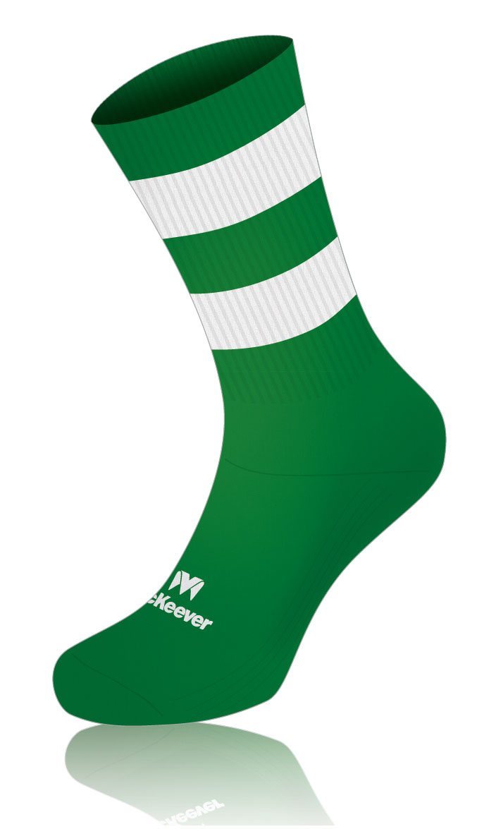 Mc Keever Pro Mid Hooped Socks - Youth - Green/White