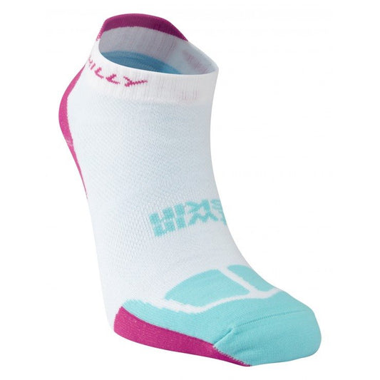 Hilly Twinskin Socklet - Womens - White/Fluorescent Pink/Aquamarine