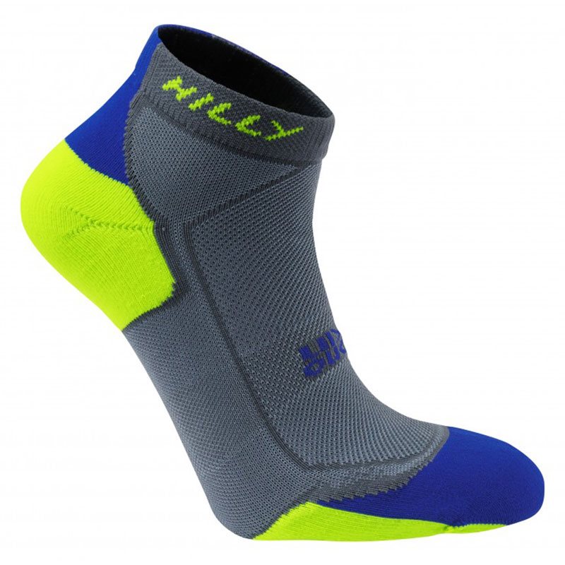 Hilly Lite-Cushion Socks - Mens - Grey/Cobalt/Fluorescent Yellow