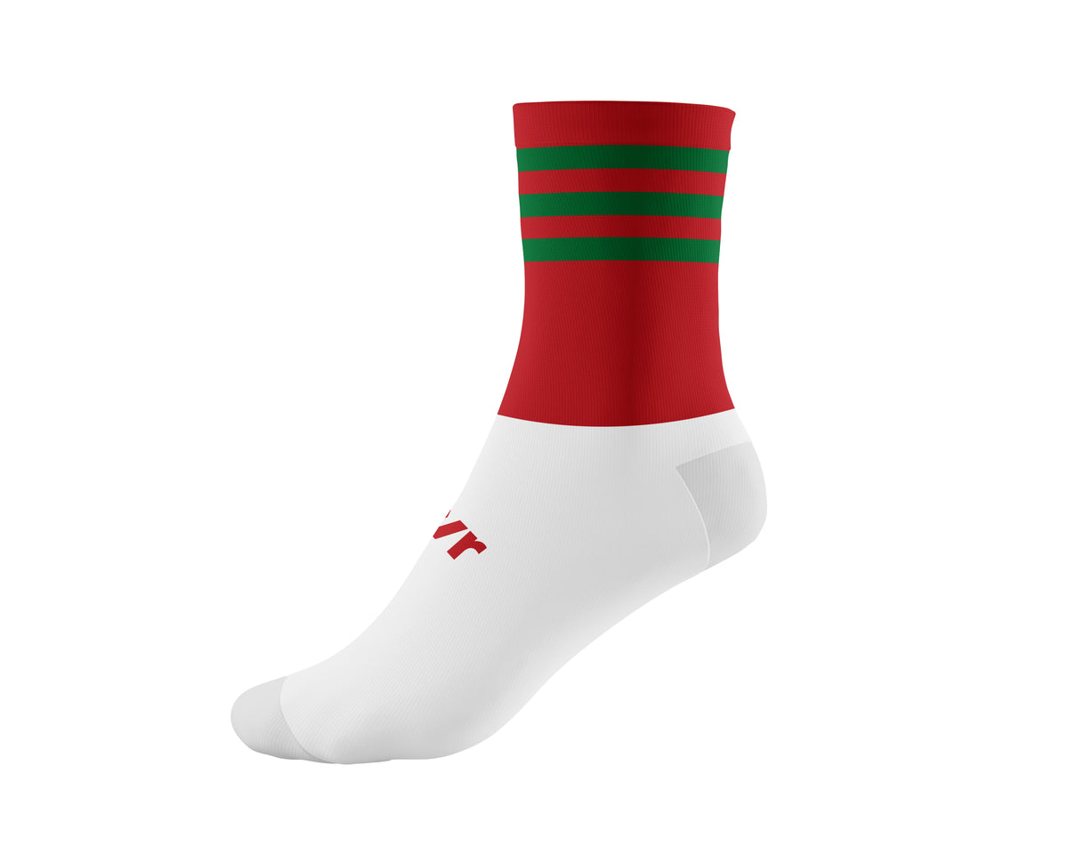 Mc Keever Pro Mid 3 Bar Socks - Youth - White Ankle/Red/Green