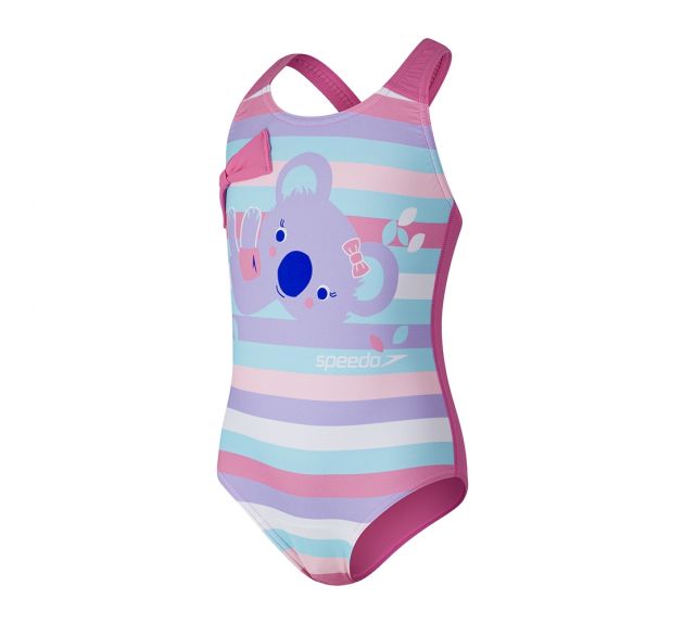 Speedo Koko Koala Placement Crossback Swimsuit - Girls - Hard Candy/Galinda/Powder Blush/Marine Blue