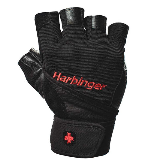 Harbinger Pro Wrist Wrap Weight Lifting Gloves - Adult - Black