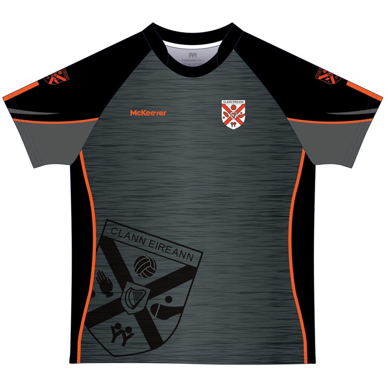 Mc Keever Clann Eireann GAA Training Jersey - Youth - Charcoal/Black/Orange