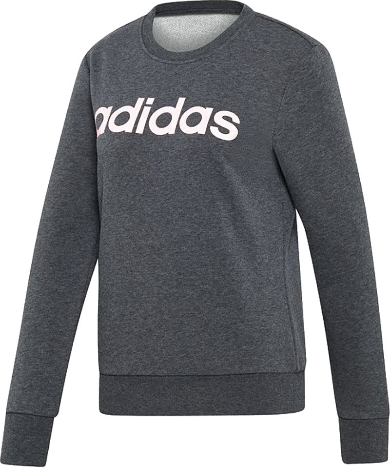 adidas Essentials Linear Logo  Sweat Top - Womens - Grey Heather/True Pink