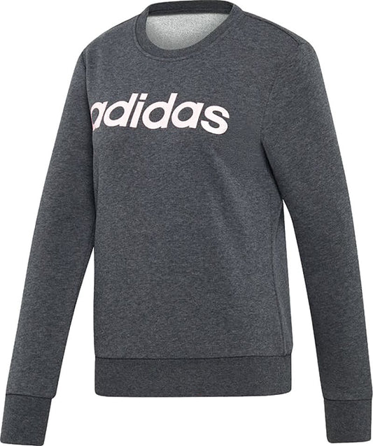 adidas Essentials Linear Logo  Sweat Top - Womens - Grey Heather/True Pink