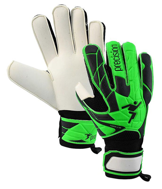 Precision Training Precision Fusion_X.3D Flat Cut Finger Protect Goalkeeper Gloves - Adult - Black/Lime