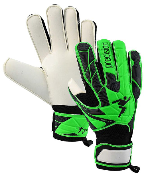 Precision Training Precision Fusion_X.3D Junior Flat Cut Finger Protect Goalkeeping Gloves - Youth - Black/Grey/Lime