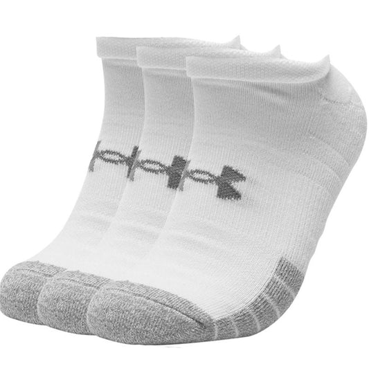 Under Armour Heatgear No Show Socks - Youth - Steel/White
