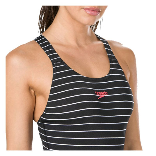 Speedo Endurance+ Printed Medalist Swimsuit - Womens - Black/White