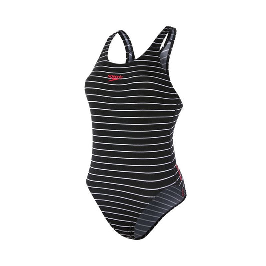 Speedo Endurance+ Printed Medalist Swimsuit - Womens - Black/White