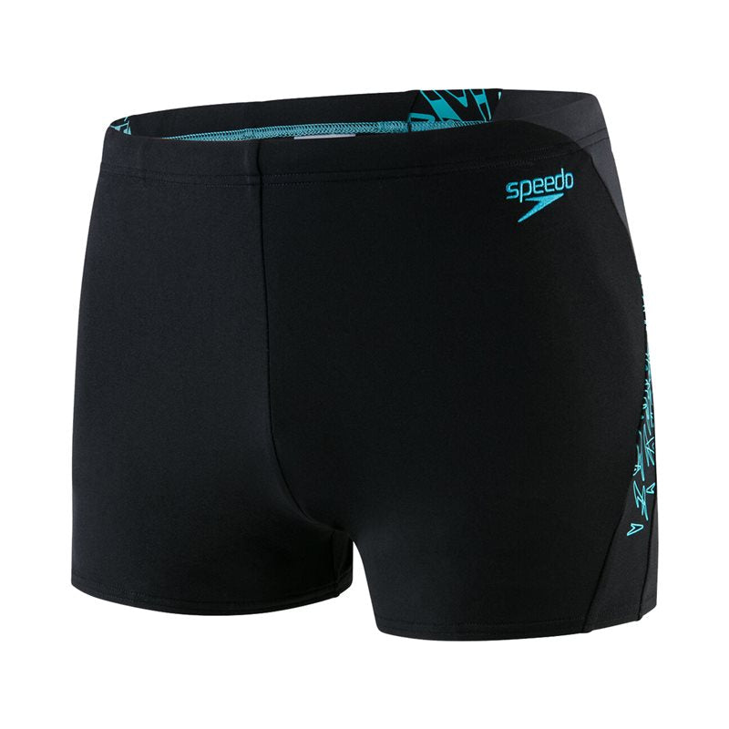 Speedo Boom Splice Swim Shorts - Mens - Black/Aquasplash/Oxid Grey