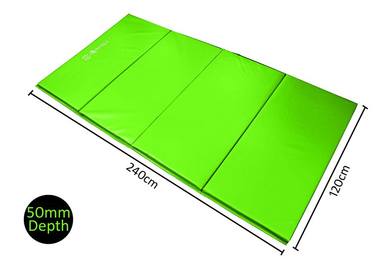 Sure Shot Foldable (4 Fold) Gym Mat - 50mm Lime Green