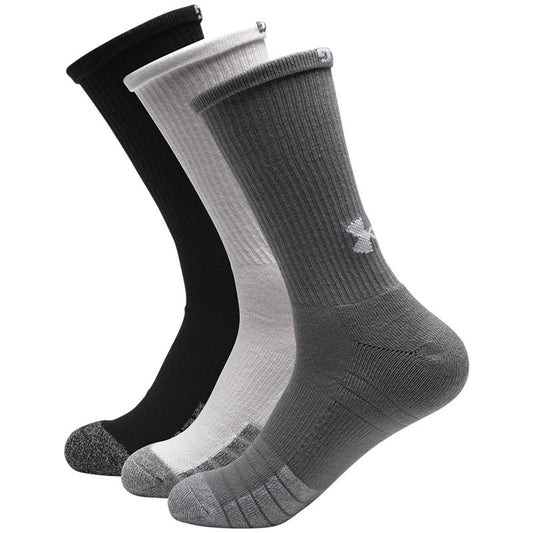 Under Armour Heatgear Crew Socks - Adult - Steel/White/Black