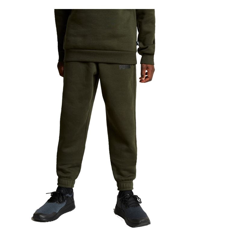 Puma Essential Logo Cuffed Fleece Sweat Pants - Boys - Forest Night