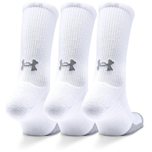 Under Armour Heatgear 3 Pack Crew Socks - Adult - White/White/Steel