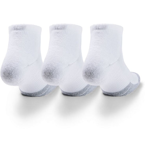 Under Armour Heatgear 3 Pack Locut Socks - Adult - White/White/Steel