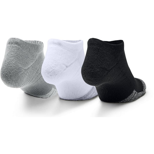Under Armour Heatgear 3 Pack No Show Socks - Adult - Steel/White/White