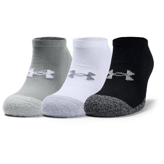 Under Armour Heatgear 3 Pack No Show Socks - Adult - Steel/White/White
