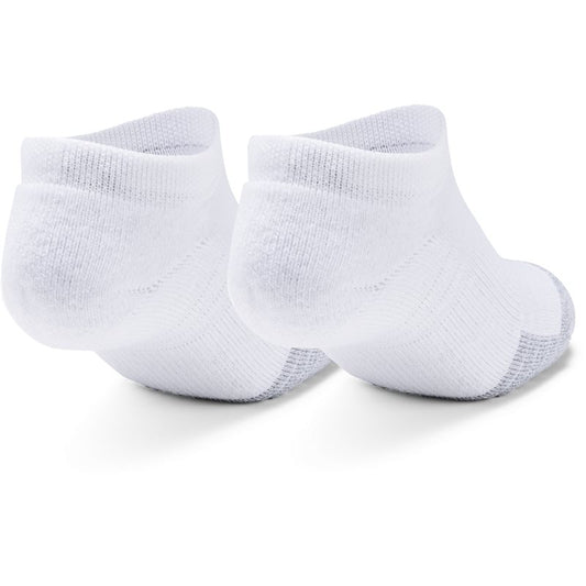 Under Armour Heatgear 3 Pack No Show Socks - Youth - White/White/Steel