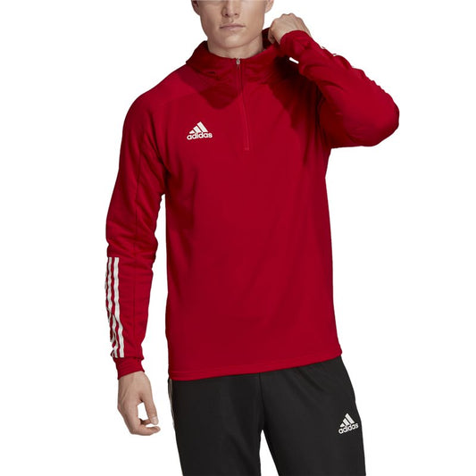 adidas Condivo 20 Track Hooded 1/4 Zip Top - Adult - Red/White