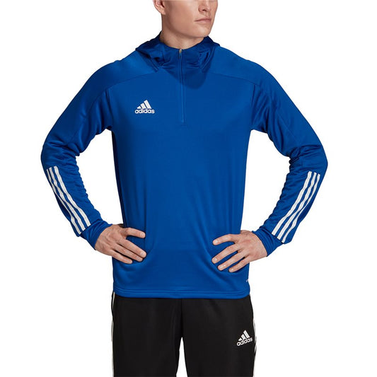adidas Condivo 20 Track Hooded 1/4 Zip Top - Adult - Royal Blue/White