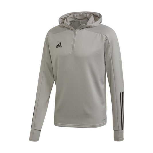 adidas Condivo 20 Track Hooded 1/4 Zip Top - Adult - True Grey/Black