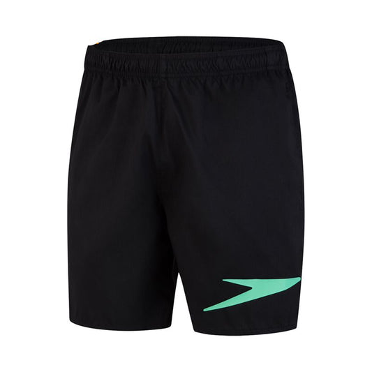 Speedo Sport Logo 16 inch Watershort Swim Shorts - Mens - Speedo Black/Green Glow