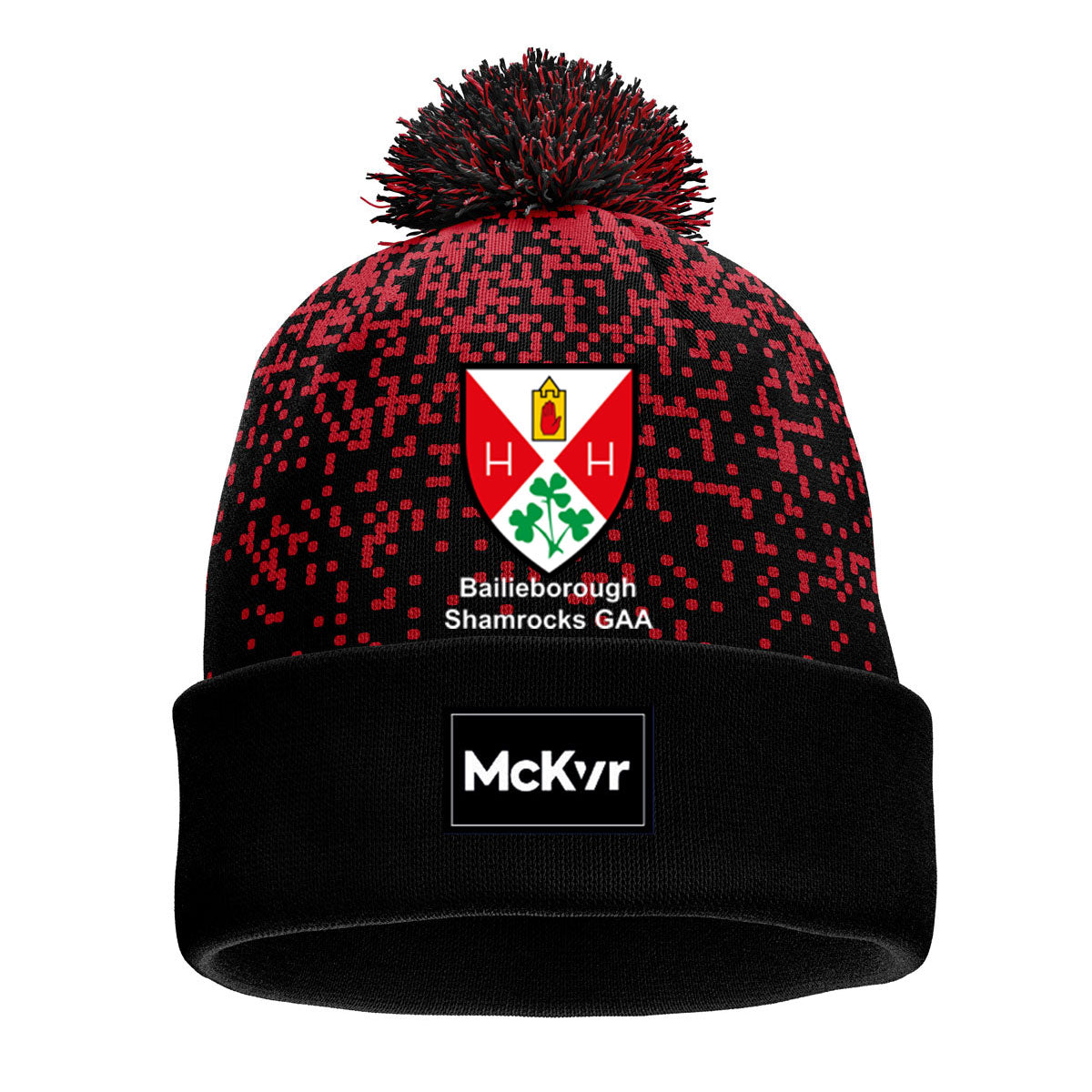 Mc Keever Bailieborough Shamrocks GAA Core 22 Bobble Hat - Adult - Black/Red