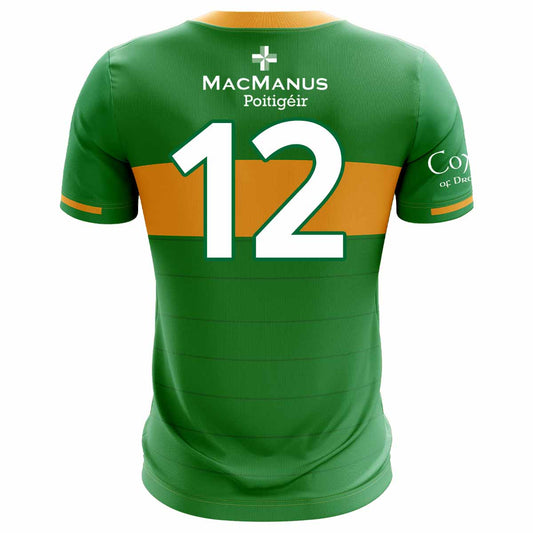 Mc Keever Leitrim GAA Official Home Numbered Jersey - Adult - Green/Gold Player Fit