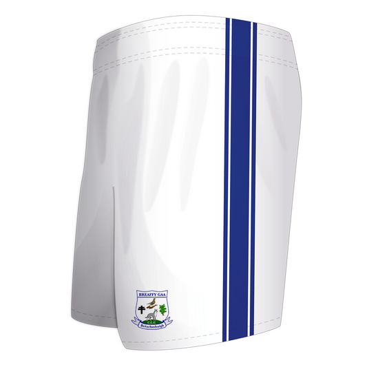 Mc Keever Breaffy GAA Official Playing Shorts - Youth - White/Royal