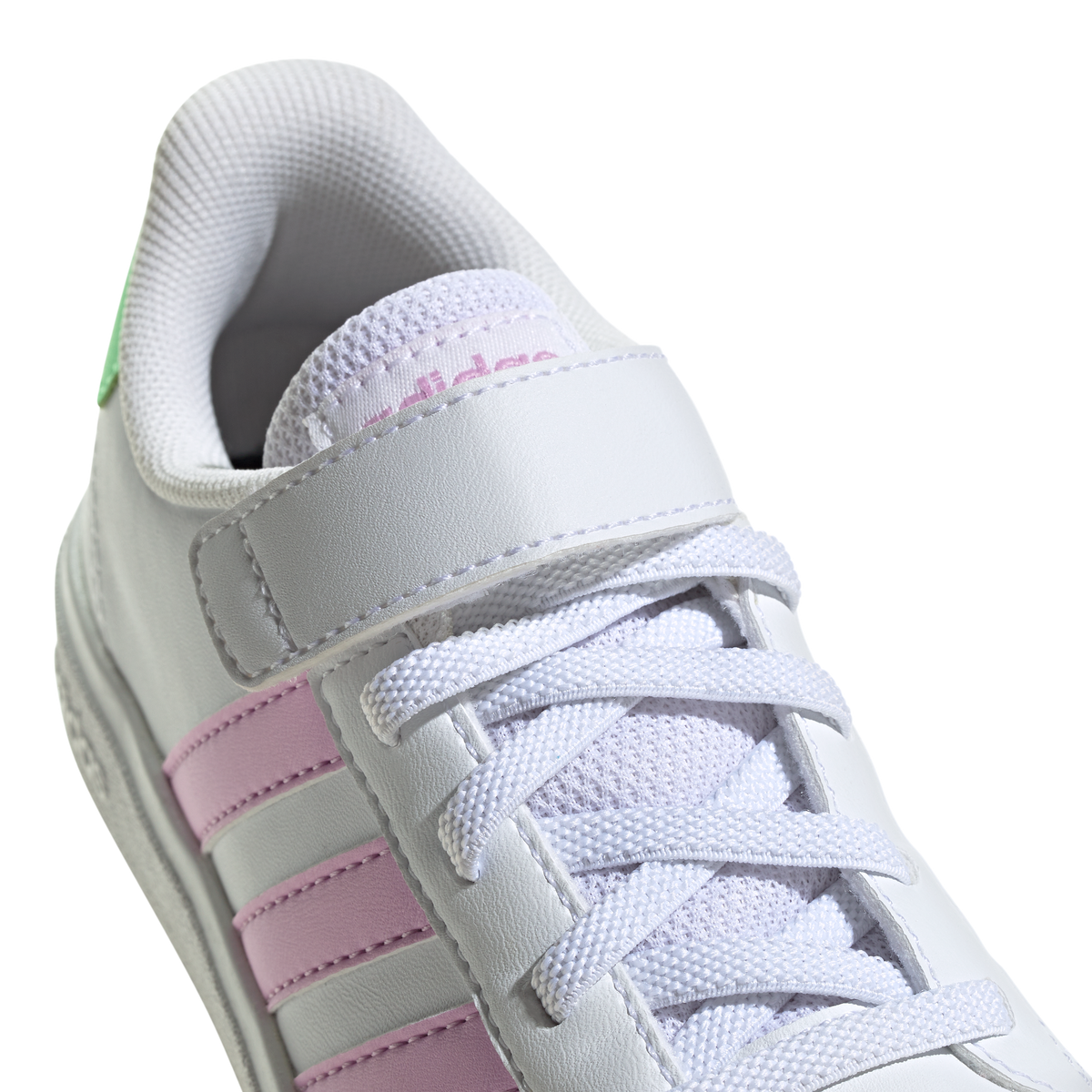adidas Grand Court 2.0 EL Kids Trainers - Girls - White/Liliac/Beam Green