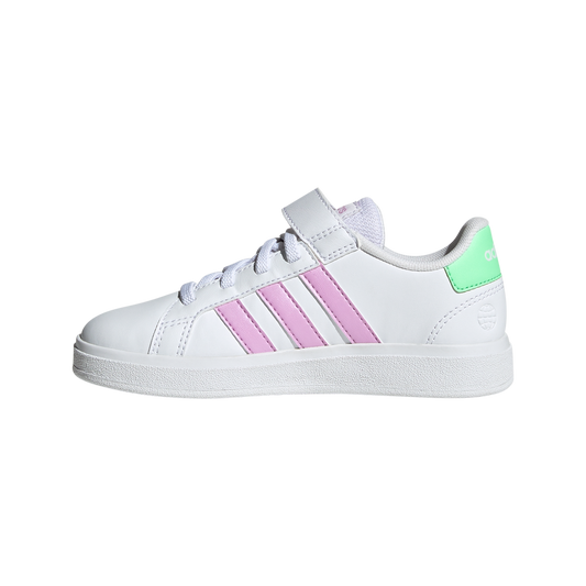 adidas Grand Court 2.0 EL Kids Trainers - Girls - White/Liliac/Beam Green