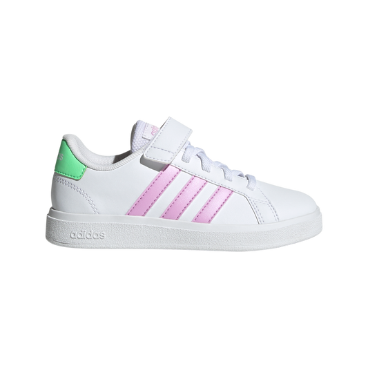 adidas Grand Court 2.0 EL Kids Trainers - Girls - White/Liliac/Beam Green