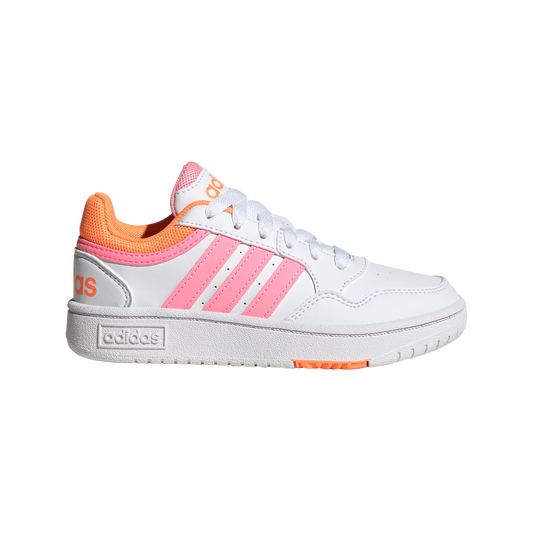 adidas Hoops 3.0 Kids Trainers - Girls - White/Beam Pink/Orange