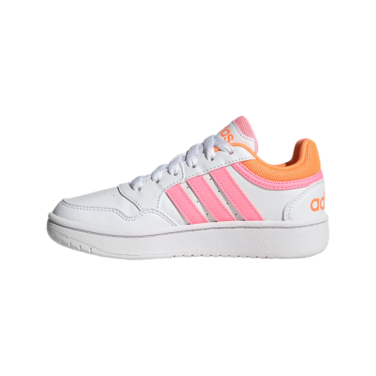 adidas Hoops 3.0 Kids Trainers - Girls - White/Beam Pink/Orange