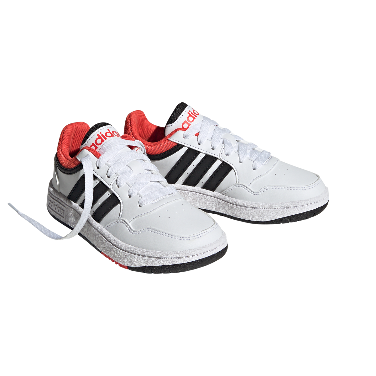 adidas Hoops 3.0 Kids Trainers - Boys - White/Black/Bright Red
