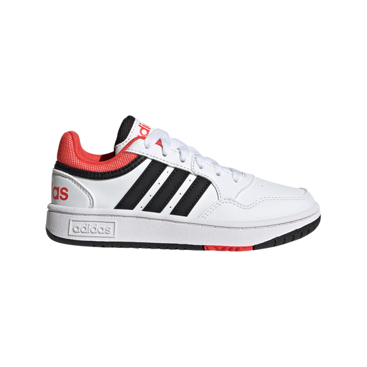 adidas Hoops 3.0 Kids Trainers - Boys - White/Black/Bright Red