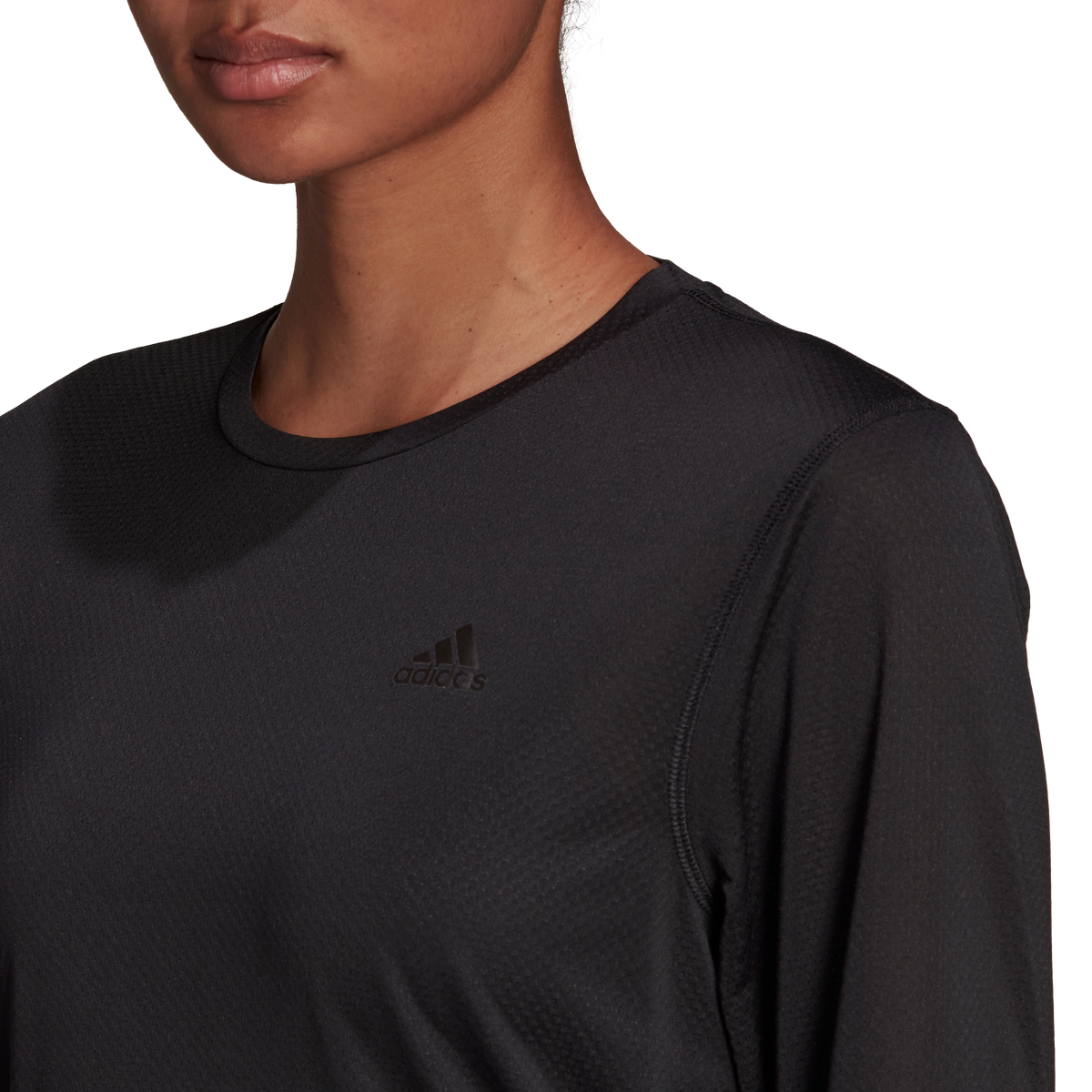 adidas Run Icon 3 Bar Long Sleeve Running Top - Womens - Black