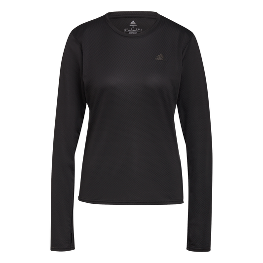 adidas Run Icon 3 Bar Long Sleeve Running Top - Womens - Black