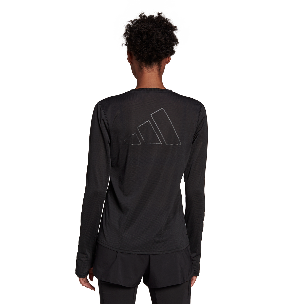adidas Run Icon 3 Bar Long Sleeve Running Top - Womens - Black