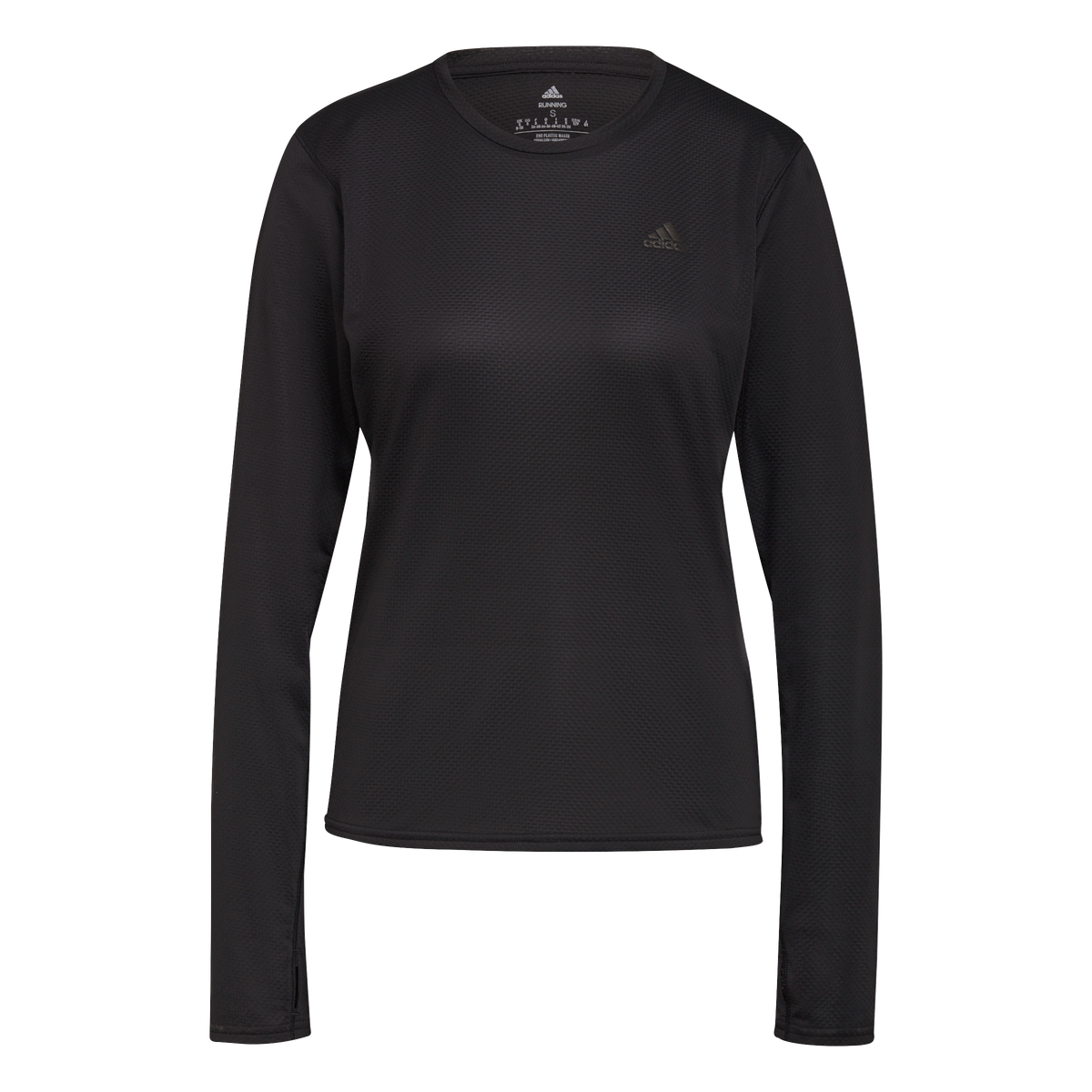 adidas Run Icon 3 Bar Long Sleeve Running Top - Womens - Black